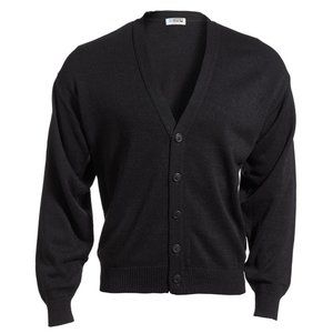 Edwards 4X Big Men Jersey Knit Acrylic Cardigan Black Long Sleeve Button 4XL